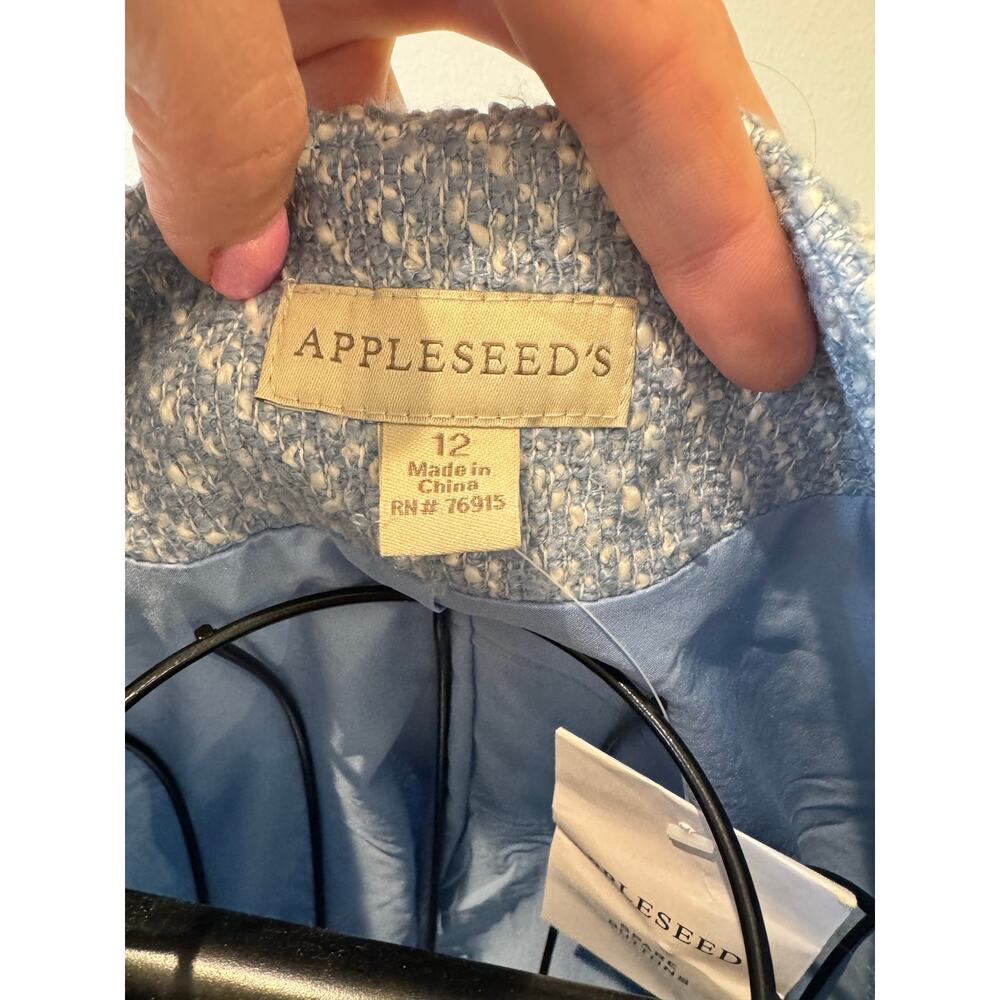 Appleseed’s Blue Textured Tweed Jacket Cropped Career Blazer Size 12 NWT - Picture 5 of 6